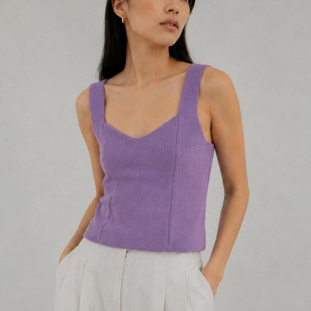 Current Air Sweetheart Knit Tank Womens S Purple Sleeveless Top NWT